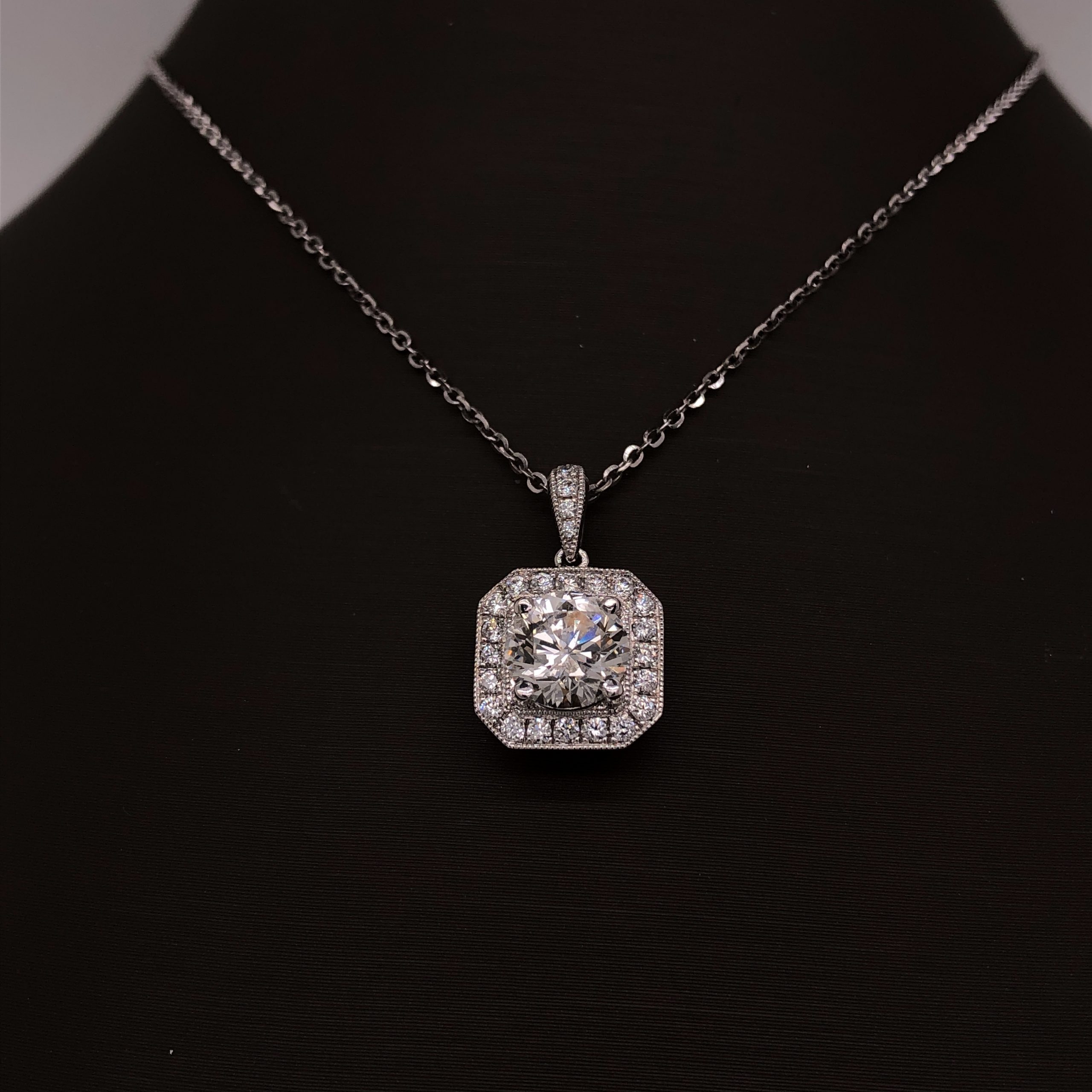 18ct White Gold & Square Diamond Pendant – Matthew Ely Jewellery