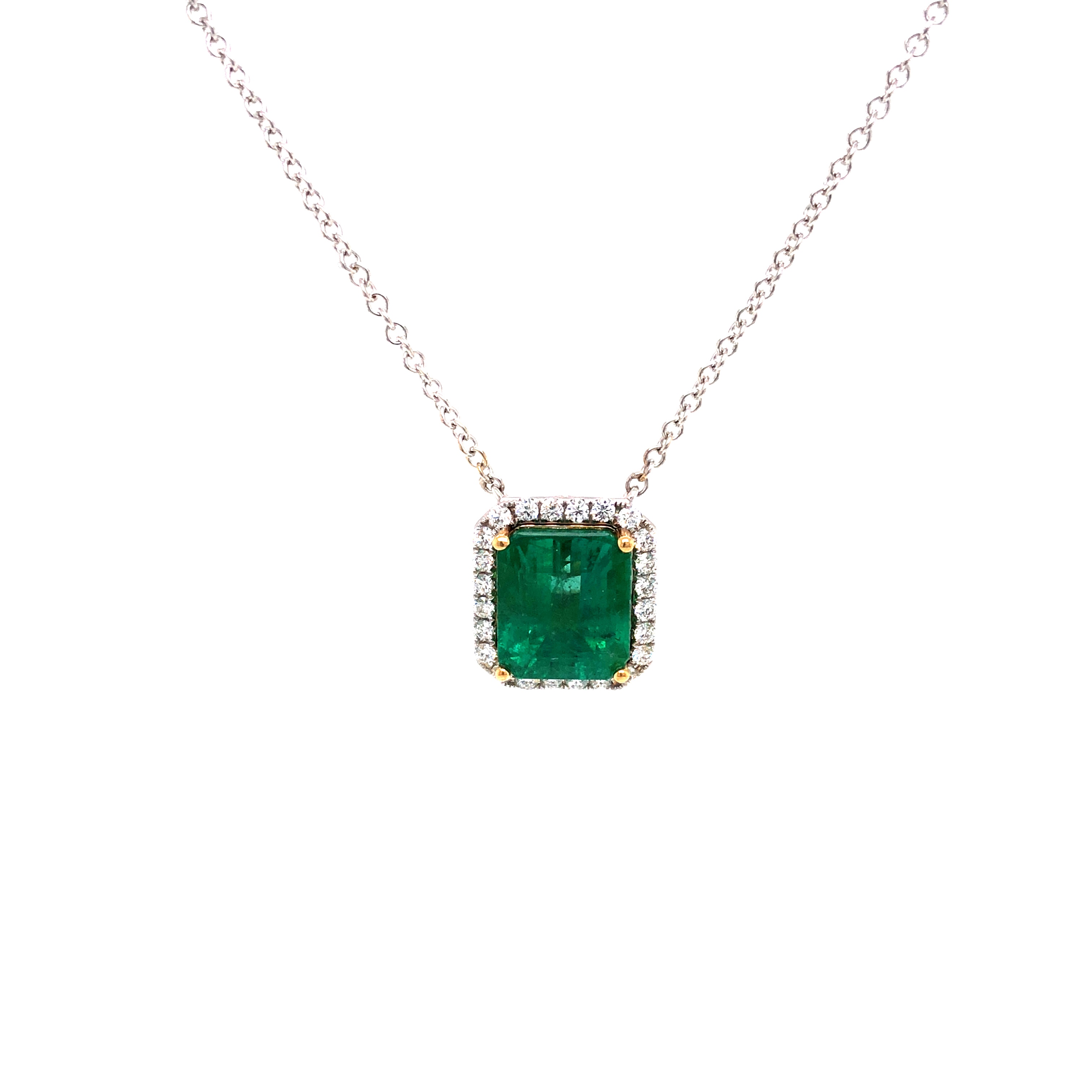 Diamond Square Emerald Necklace - 18kgp @ Sterling Silver - Dainty – Spirit  Art USA